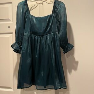 Elegant Teal Sheer Dress